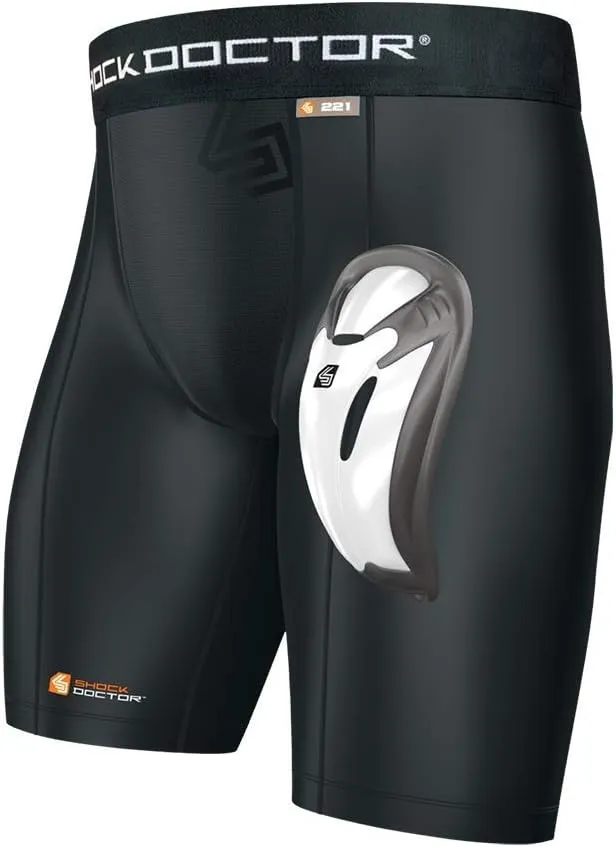 Shock Doctor Compression Shorts Men, Protective Bio-Flex Cup, Moisture-Wicking, Vented Protection. Adult Men Sizes.