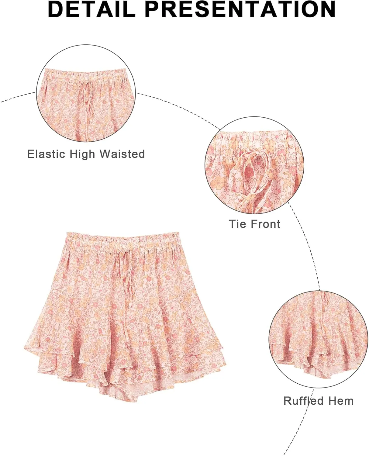 Siliteelon Flowy Boho Floral Skorts Ruffle Mini Chiffon Shorts for Women - Casual, Running, Tennis