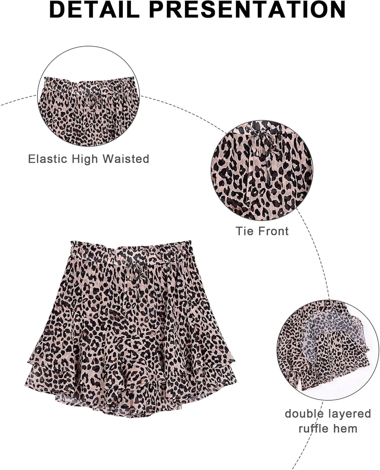 Siliteelon Flowy Boho Floral Skorts Ruffle Mini Chiffon Shorts for Women - Casual, Running, Tennis