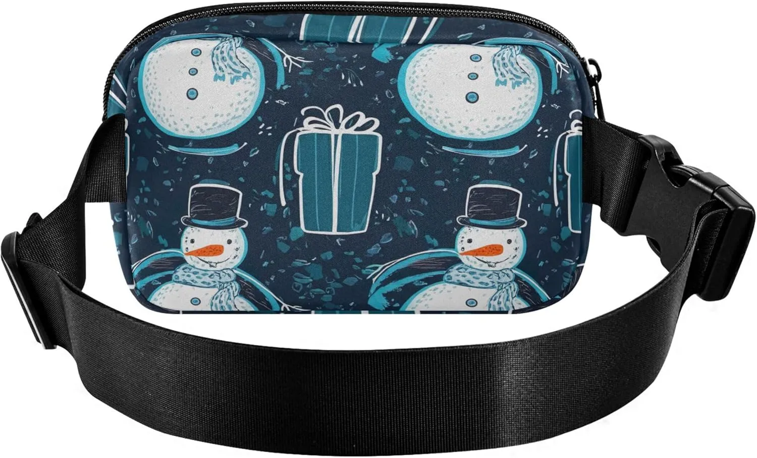 Snowman Christmas Gift Blue Women Fanny Pack Waterproof Belt Bag Hip Pouch Cute Travel Waist Pack for Men