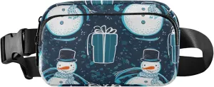 Snowman Christmas Gift Blue Women Fanny Pack Waterproof Belt Bag Hip Pouch Cute Travel Waist Pack for Men
