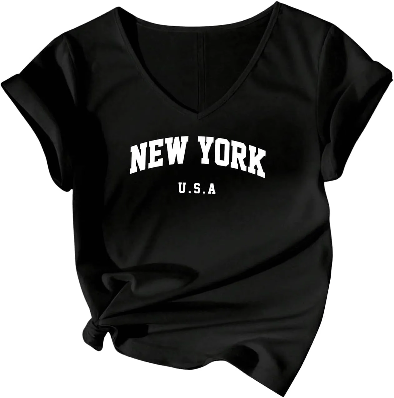SOLY HUX Women's Plus Size Graphic Tees Letter Print V Neck Short Sleeve T Shirt Casual Summer Tops