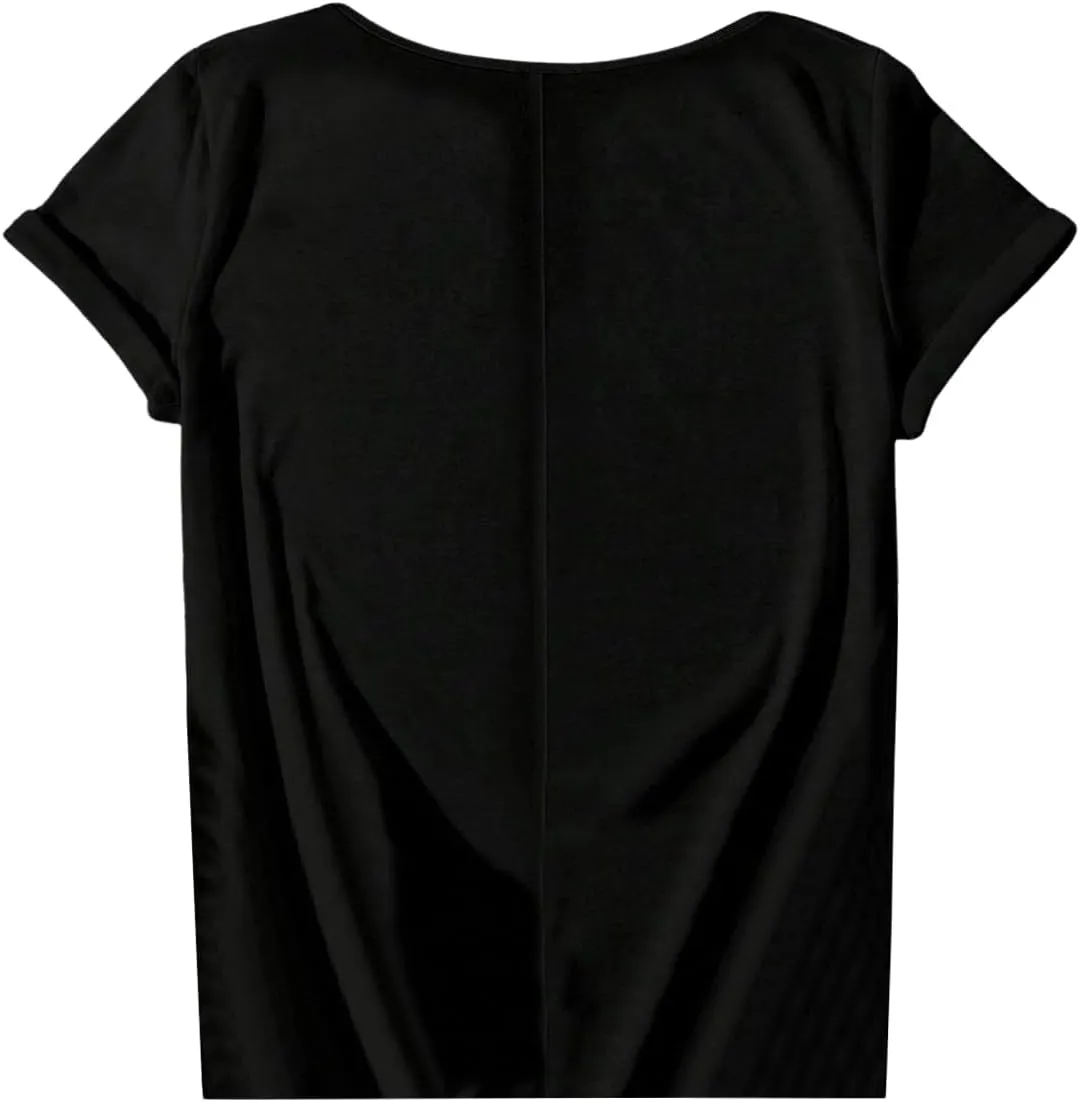 SOLY HUX Women's Plus Size Graphic Tees Letter Print V Neck Short Sleeve T Shirt Casual Summer Tops