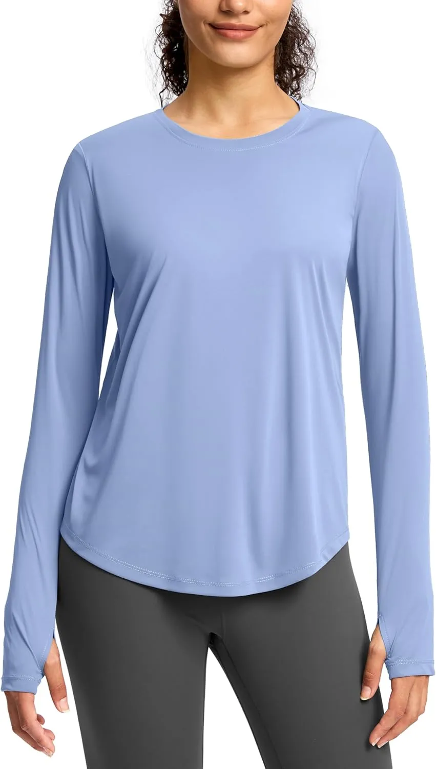 Soothfeel Lightweight Long Sleeve Workout Tops for Women Gym Running Athletic UPF 50  Sun Shirts Tees Moisture Wicking