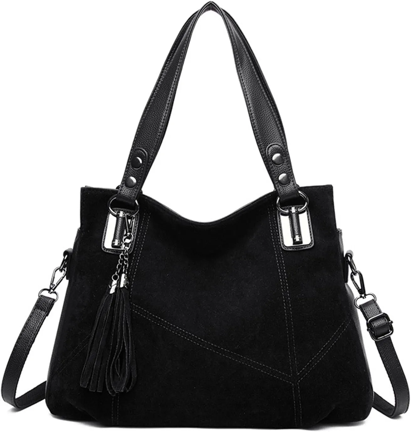 Suede Handbags and Purse for Women Genuine Leather Tassel Shoulder Tote Bag Commuter Top handle Satchel Crossbody Bagbag1492OWOISS