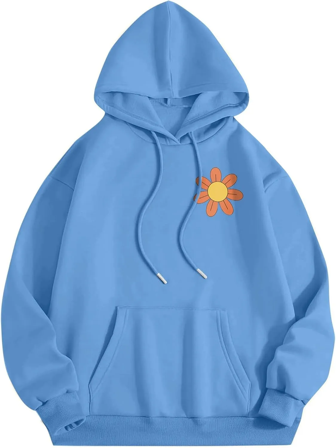 Sweatshirts For Women Long Sleeve Letter Print Casual Graphic Drawstring Pullover Cute Oversize Hoodie
