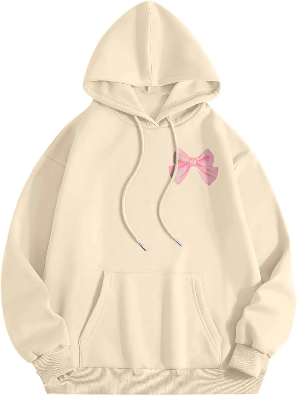 Sweatshirts For Women Long Sleeve Letter Print Casual Graphic Drawstring Pullover Cute Oversize Hoodie