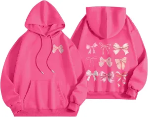 Sweatshirts For Women Long Sleeve Letter Print Casual Graphic Drawstring Pullover Cute Oversize Hoodie
