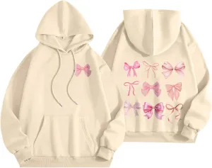 Sweatshirts For Women Long Sleeve Letter Print Casual Graphic Drawstring Pullover Cute Oversize Hoodie