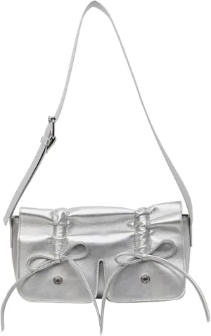 Sweet Bow Purse Shoulder Bag for Women PU Leather Flap Underarm Bag Bowknot Satchel Bag Cute Handbag Crossbodybag1832OWOISS