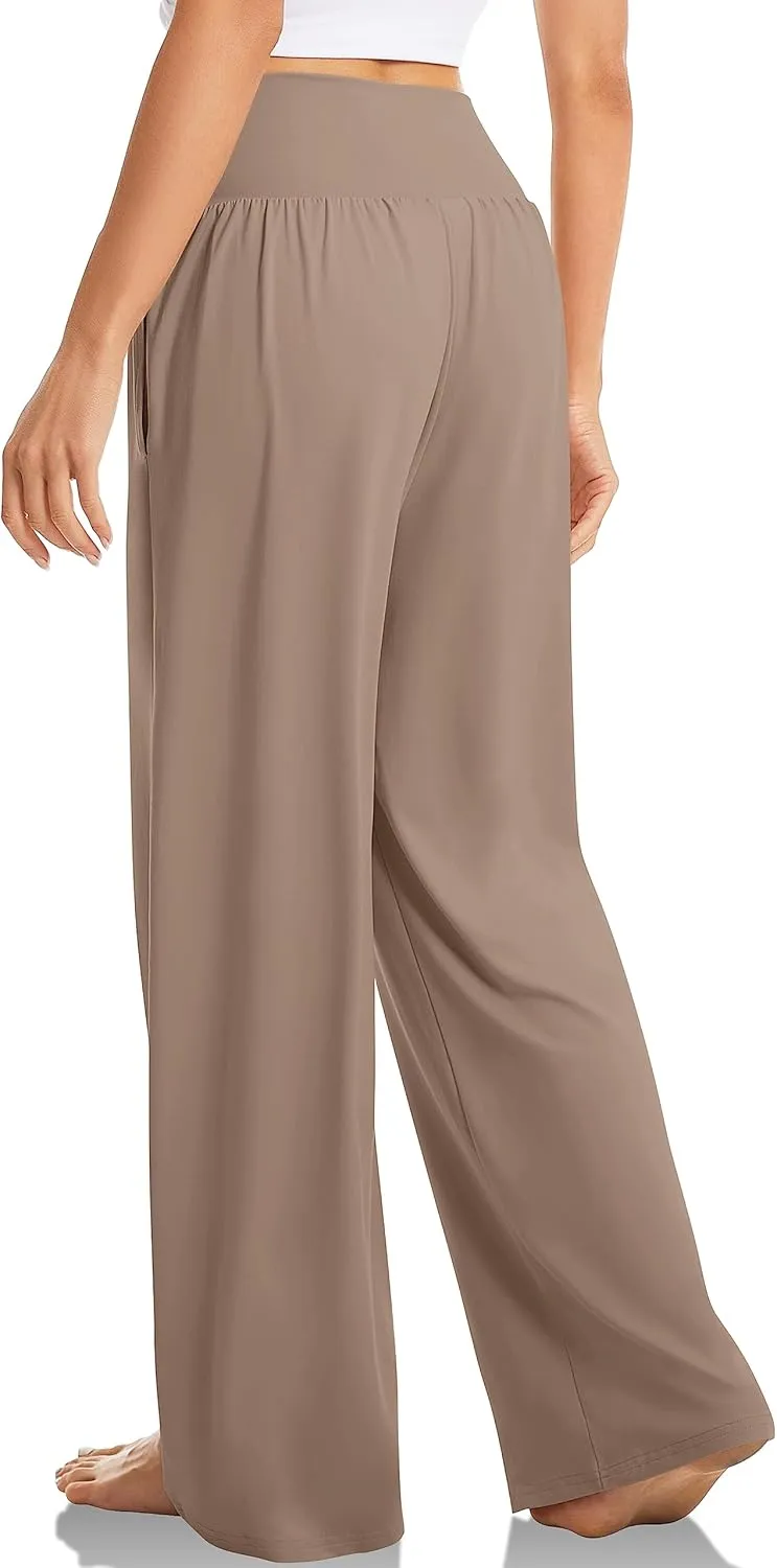 TARSE Women's Wide Leg Casual Loose Pants Yoga Sweatpants Comfy Crossover High Waisted Lounge Pajama Flowy Pants with Pockets