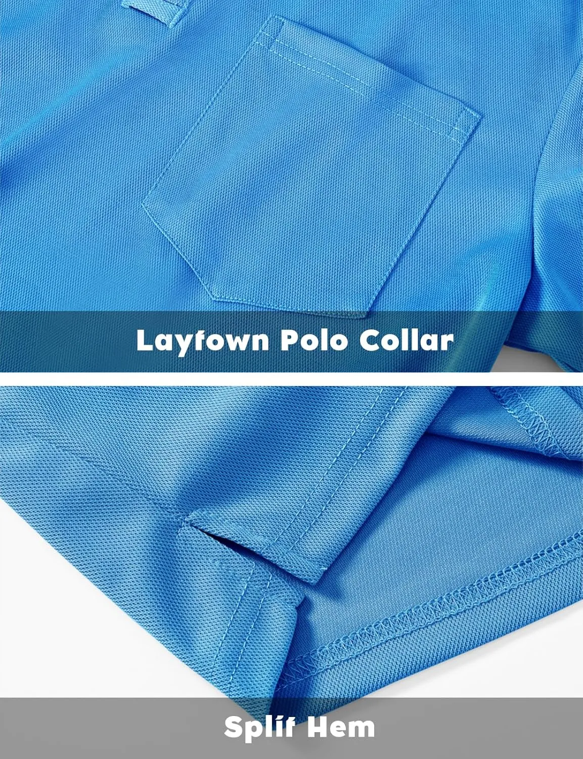 TBMPOY Men's Polo Shirts with Pocket Golf Long Sleeve Quick Dry Lightweight Collared Stylish Moisture Wicking Business Tennis