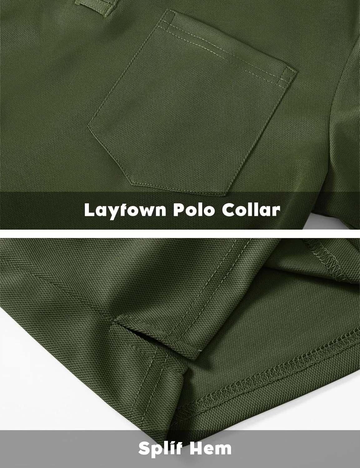 TBMPOY Men's Polo Shirts with Pocket Golf Long Sleeve Quick Dry Lightweight Collared Stylish Moisture Wicking Business Tennis