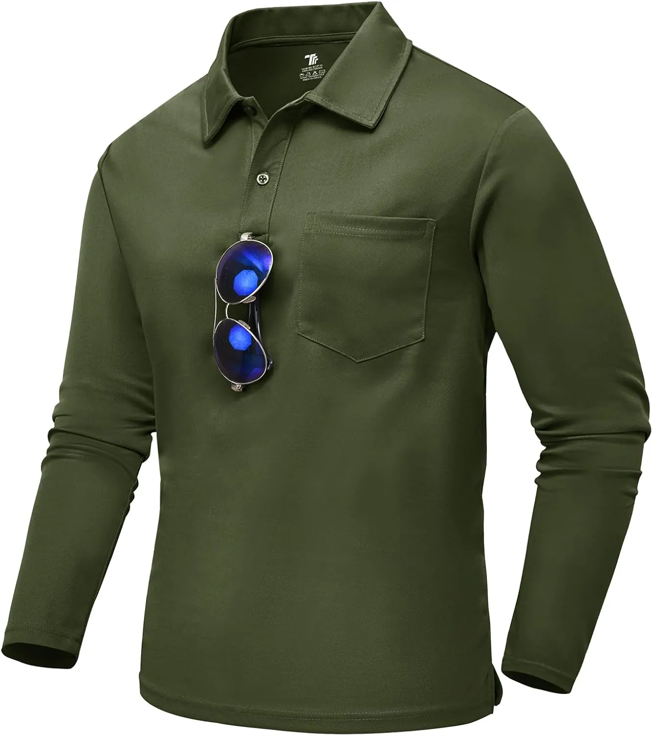 TBMPOY Men's Polo Shirts with Pocket Golf Long Sleeve Quick Dry Lightweight Collared Stylish Moisture Wicking Business Tennis