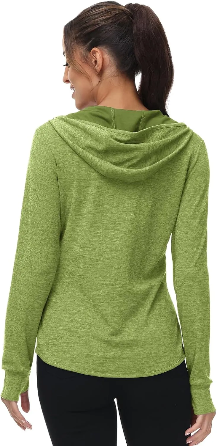 TBMPOY Womens UPF 50  Sun Protection Hoodie Jackets Light Weight Long Sleeve Shirts Hiking Outdoor Full Zip Tops