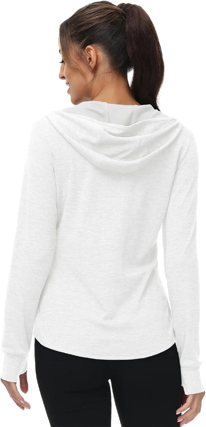TBMPOY Womens UPF 50  Sun Protection Hoodie Jackets Light Weight Long Sleeve Shirts Hiking Outdoor Full Zip Tops