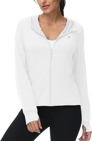 TBMPOY Womens UPF 50  Sun Protection Hoodie Jackets Light Weight Long Sleeve Shirts Hiking Outdoor Full Zip Tops