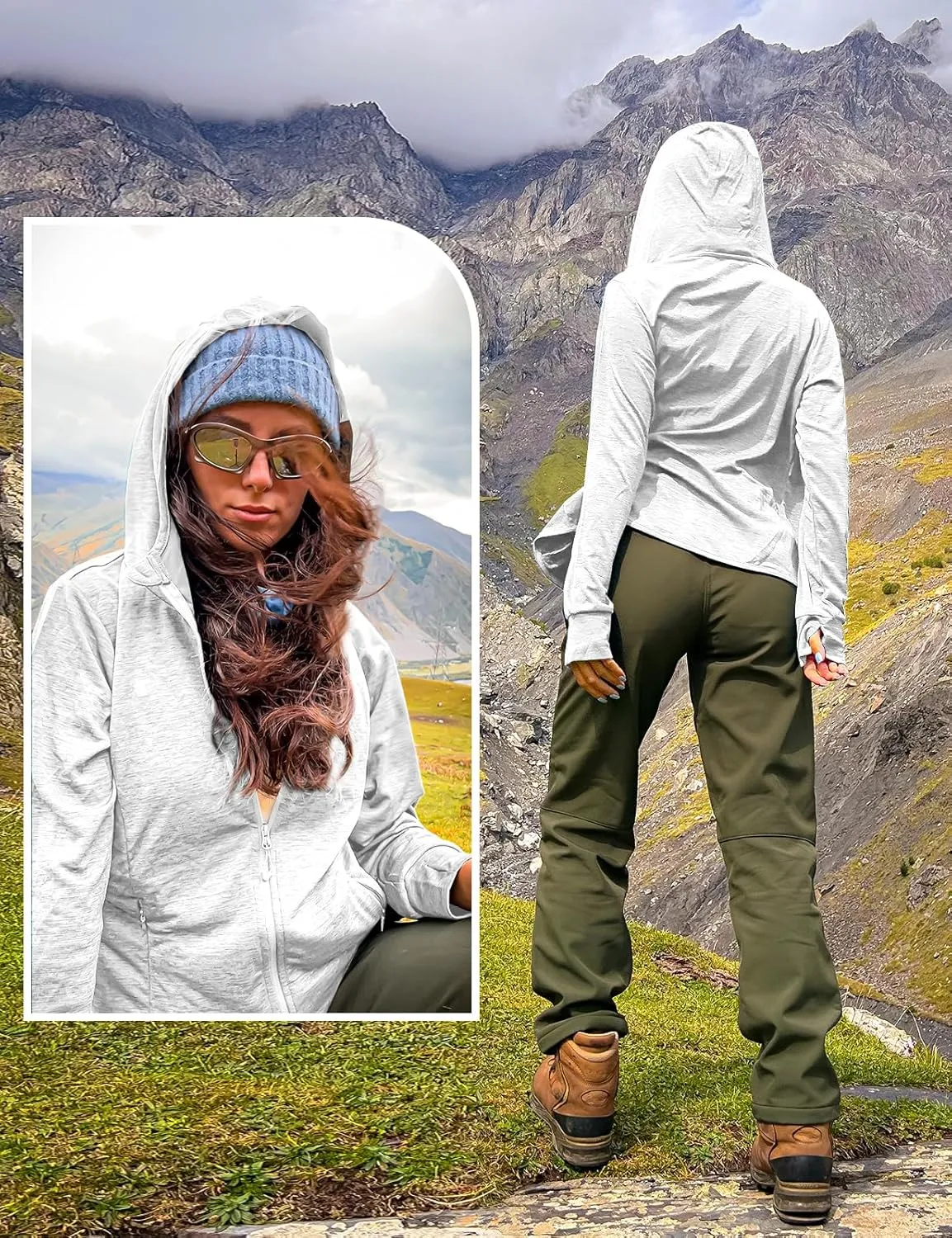 TBMPOY Womens UPF 50  Sun Protection Hoodie Jackets Light Weight Long Sleeve Shirts Hiking Outdoor Full Zip Tops