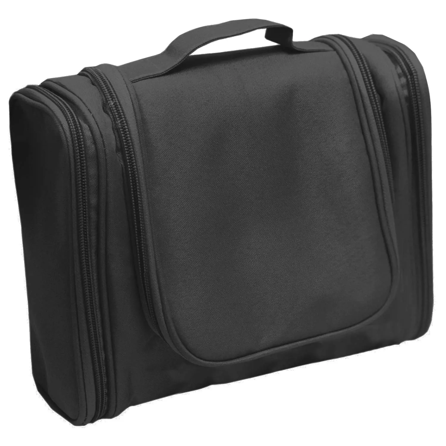 Travel Toiletry Bag, Makeup Cosmetic Shaving Organizer Kit, Great for Men and Women, Waterproof, Many Compartments, Compact Pouch, Portable Multi functional Hook for Hanging (black)