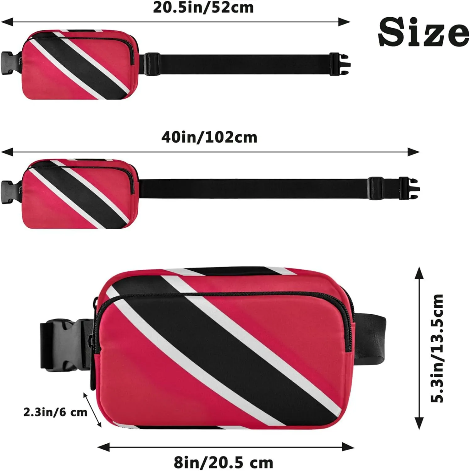 Trinidad Tobago Flag Waterproof Fanny Packs Women Belt Bag Hip Pack Funky Travel Waist Pack for Men