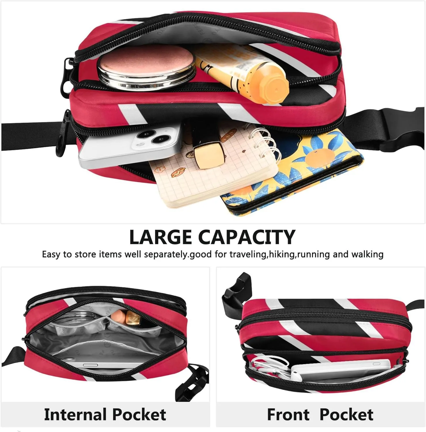 Trinidad Tobago Flag Waterproof Fanny Packs Women Belt Bag Hip Pack Funky Travel Waist Pack for Men