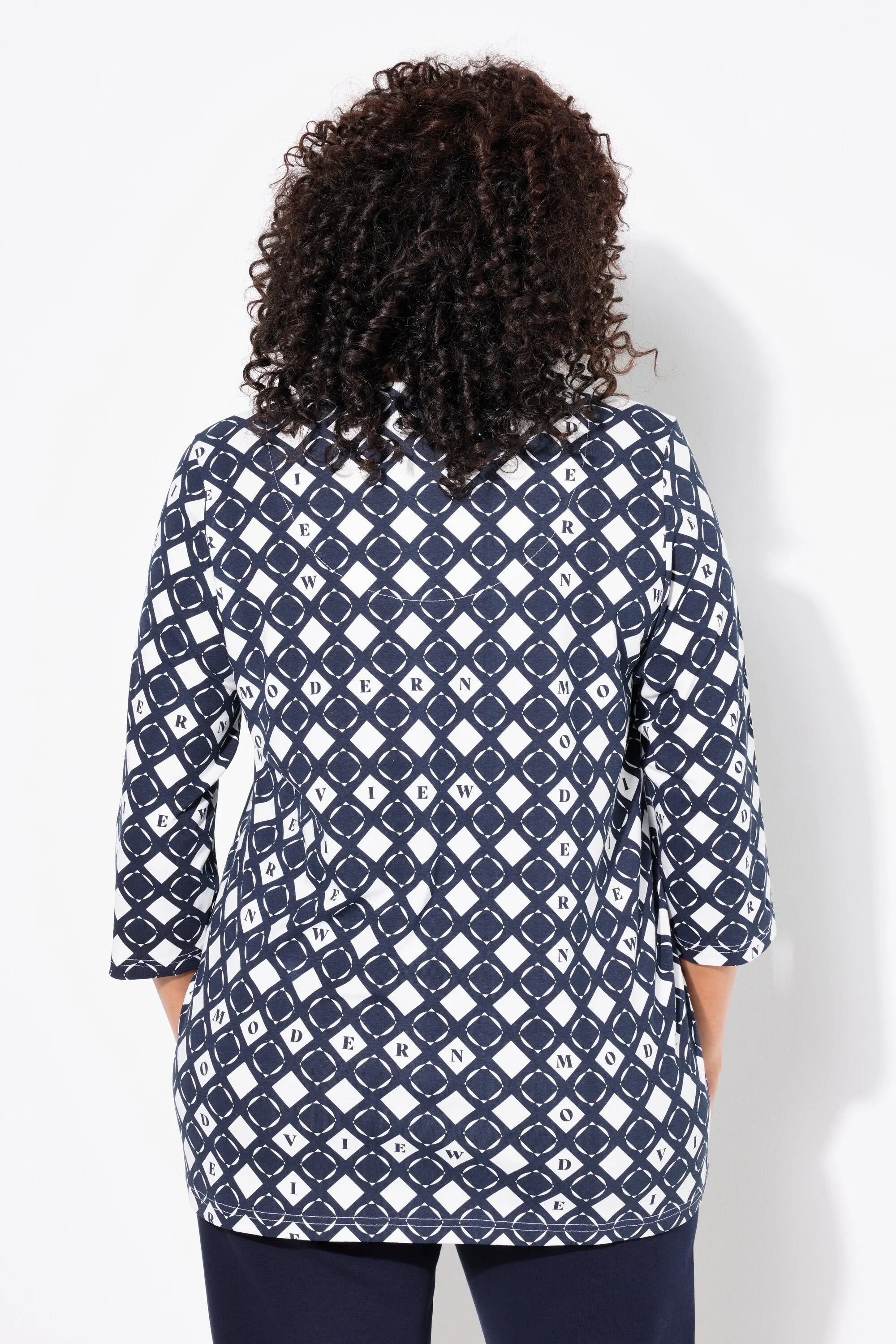 Ulla Popken Navy Print Blouse