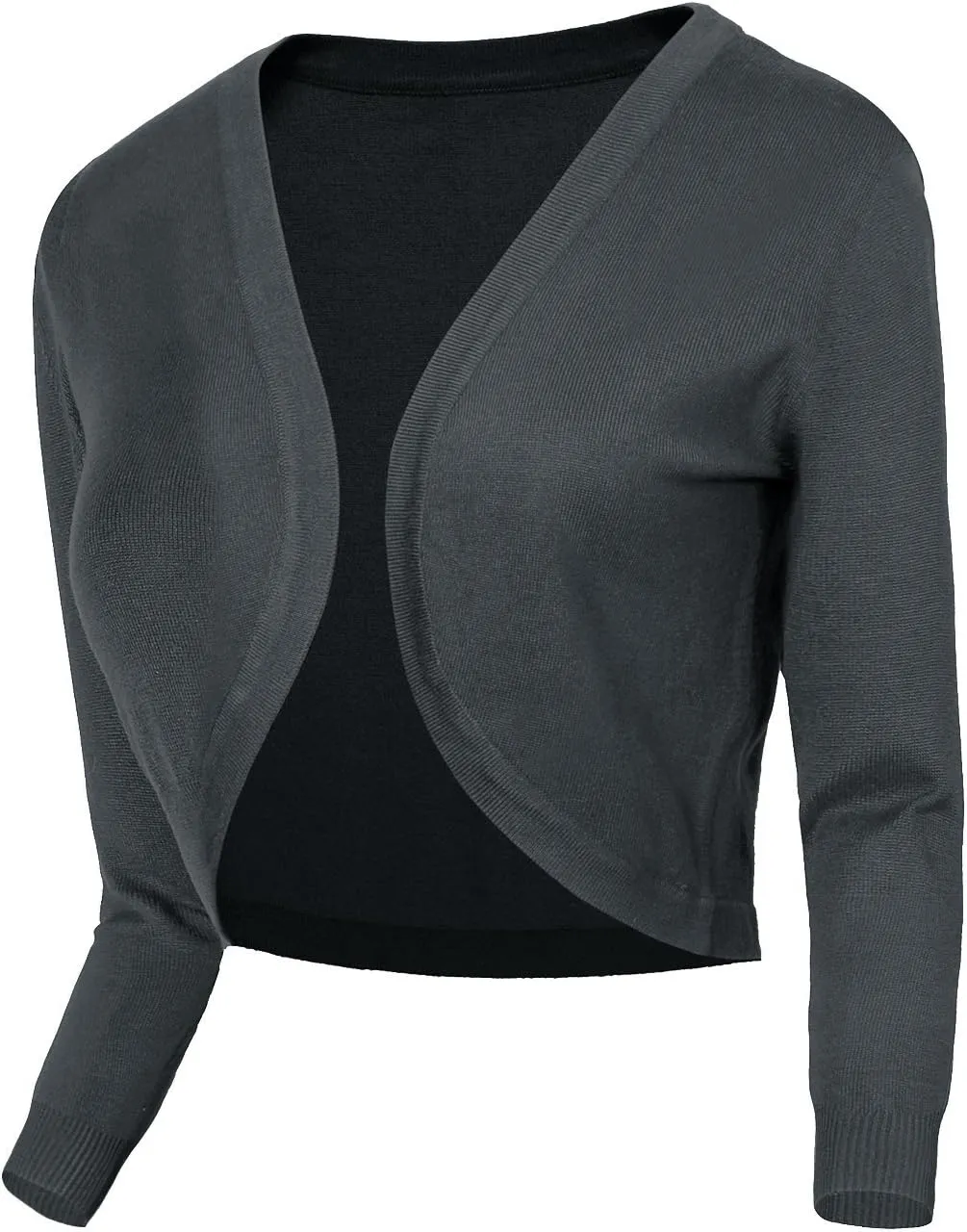 Urban CoCo Women's Cropped Cardigan V-Neck Button Down Knitted Sweater 3/4 Sleeve