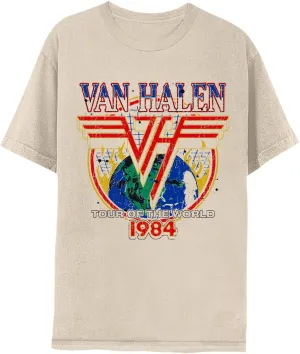 Van Halen 1984 World Tour Adult Short Sleeve T Shirt American Rock 80s Music Vintage Style Graphic Tees