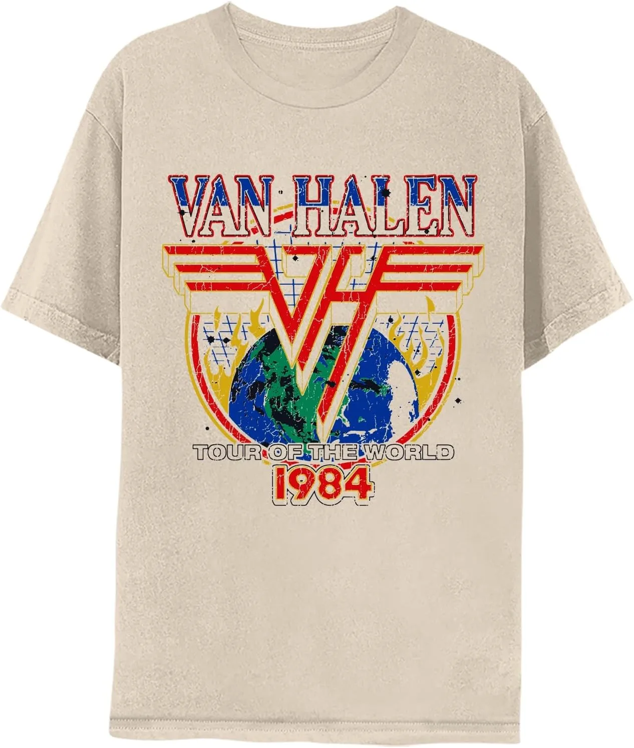 Van Halen 1984 World Tour Adult Short Sleeve T Shirt American Rock 80s Music Vintage Style Graphic Tees