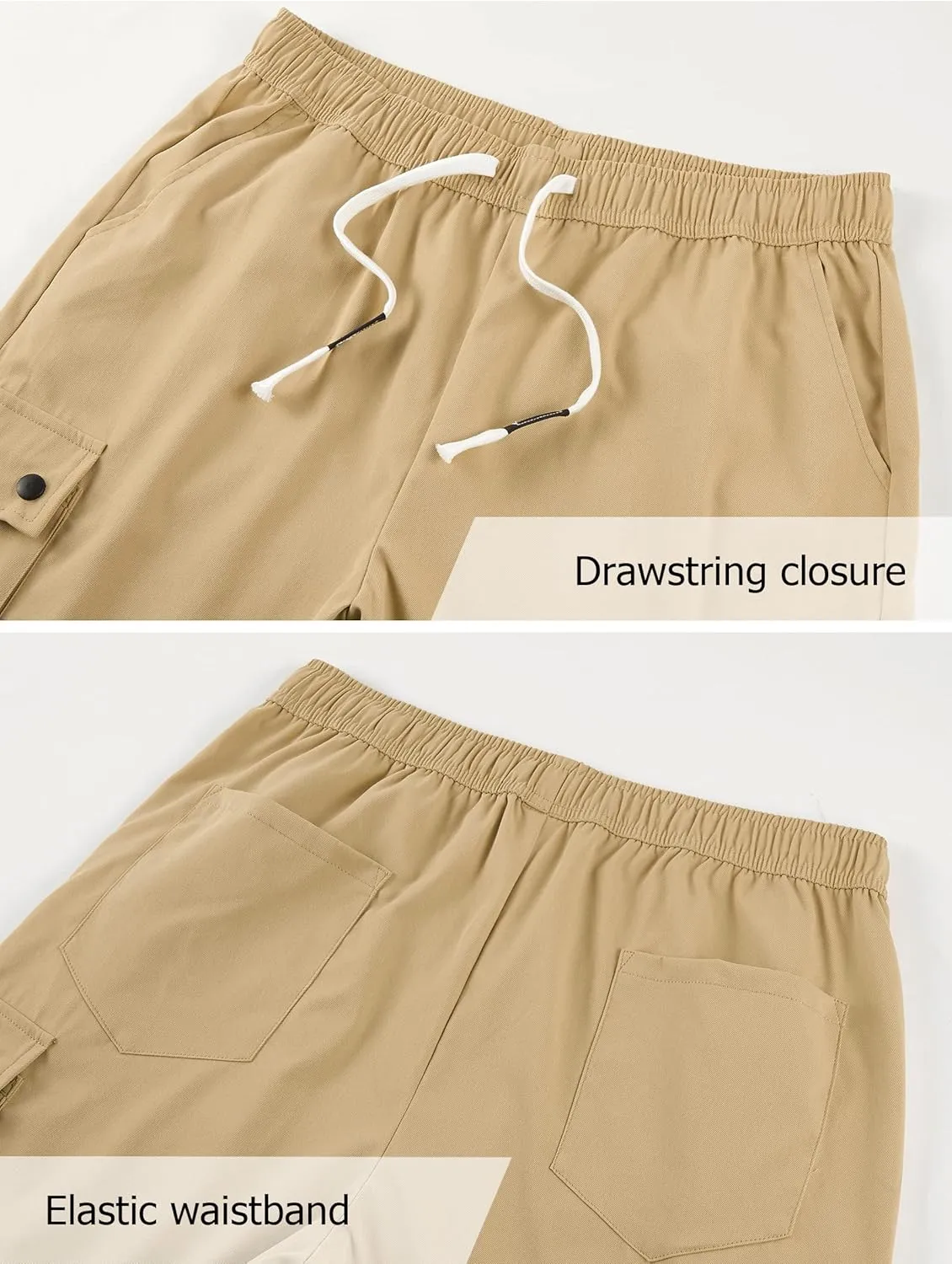 Vcansion Women's Casual Elastic Waist Drawstring Loose Fit Multi-Pockets Outdoor Cargo Shorts