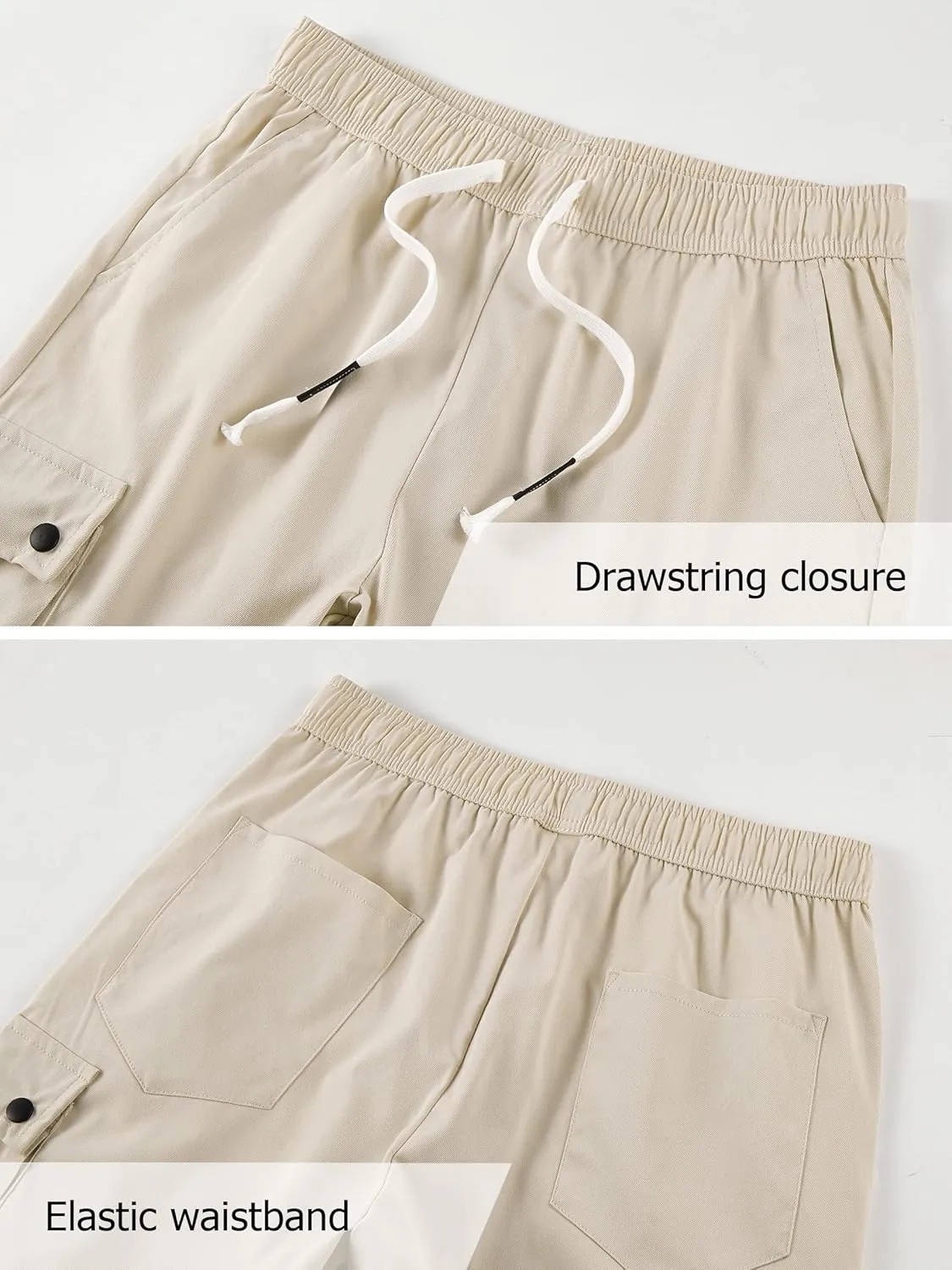 Vcansion Women's Casual Elastic Waist Drawstring Loose Fit Multi-Pockets Outdoor Cargo Shorts