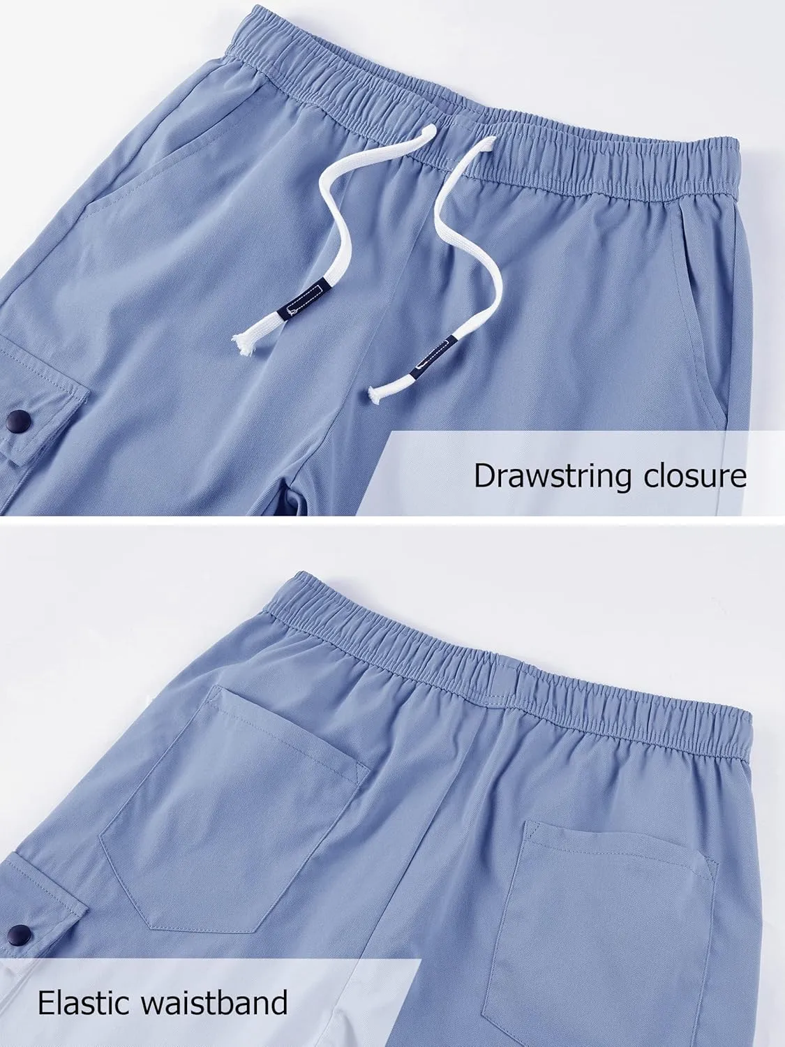 Vcansion Women's Casual Elastic Waist Drawstring Loose Fit Multi-Pockets Outdoor Cargo Shorts