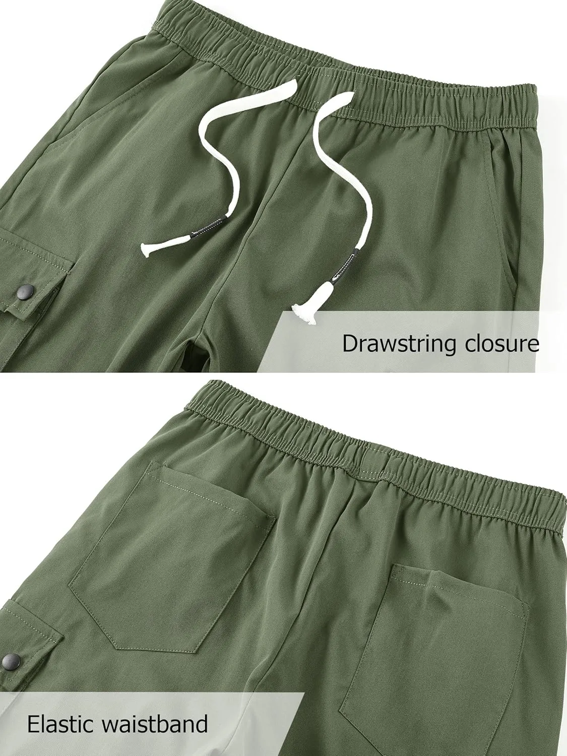 Vcansion Women's Casual Elastic Waist Drawstring Loose Fit Multi-Pockets Outdoor Cargo Shorts