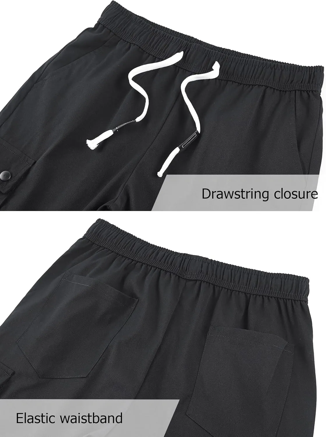 Vcansion Women's Casual Elastic Waist Drawstring Loose Fit Multi-Pockets Outdoor Cargo Shorts
