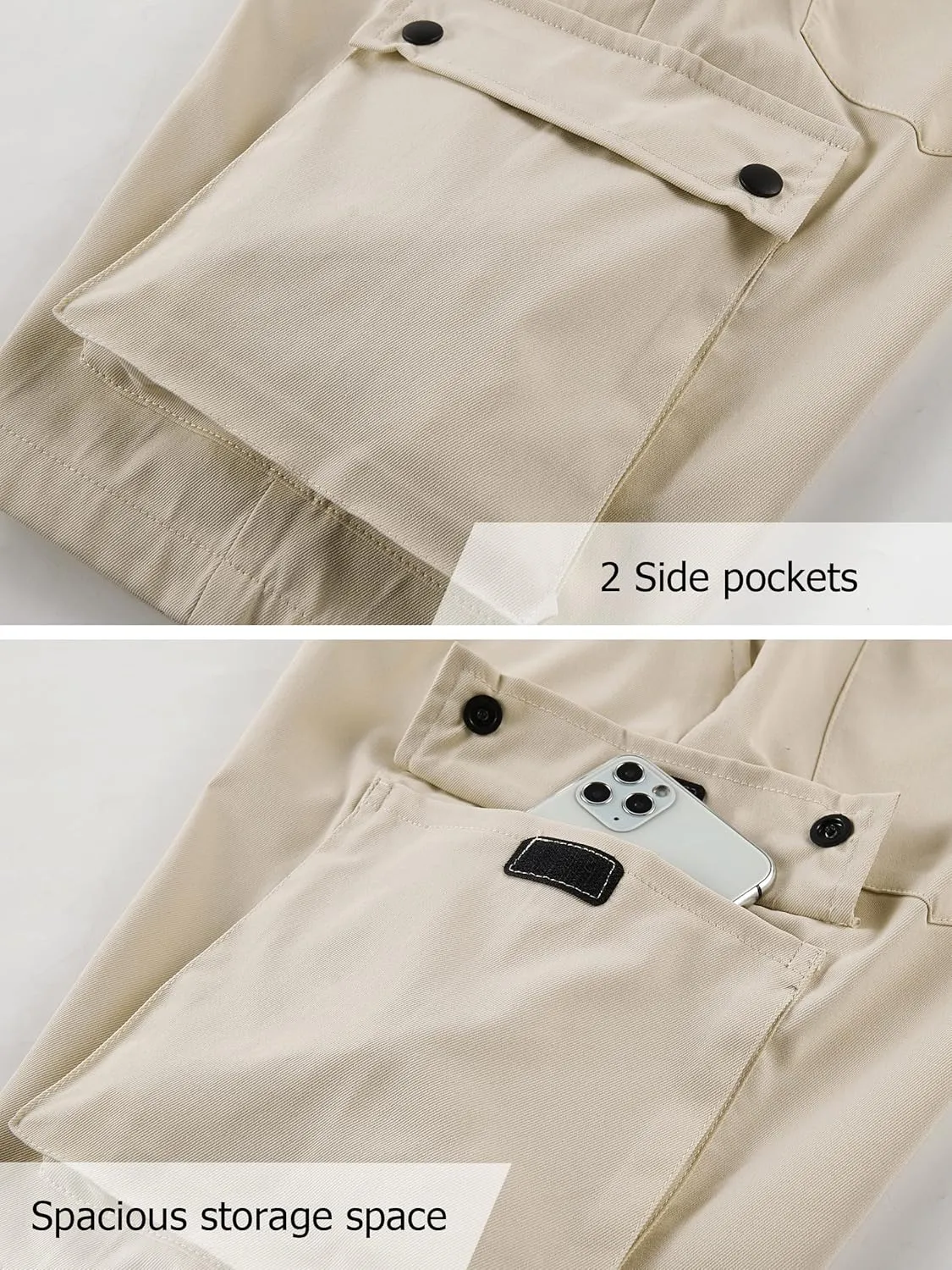 Vcansion Women's Casual Elastic Waist Drawstring Loose Fit Multi-Pockets Outdoor Cargo Shorts