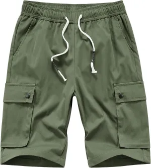 Vcansion Women's Casual Elastic Waist Drawstring Loose Fit Multi-Pockets Outdoor Cargo Shorts
