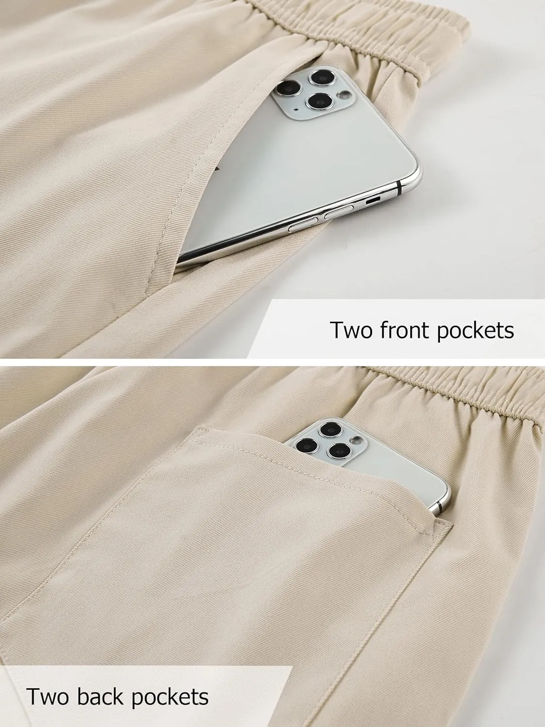 Vcansion Women's Casual Elastic Waist Drawstring Loose Fit Multi-Pockets Outdoor Cargo Shorts
