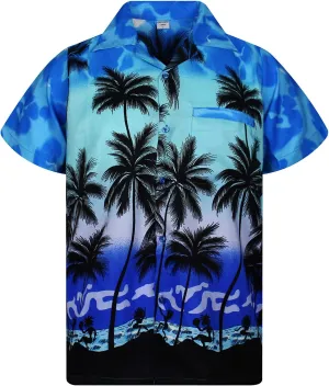 V.H.O. Funky Hawaiian Shirt Casual Men Front Pocket Button Down Very Loud Shortsleeve Unisex Beach Multi Colors