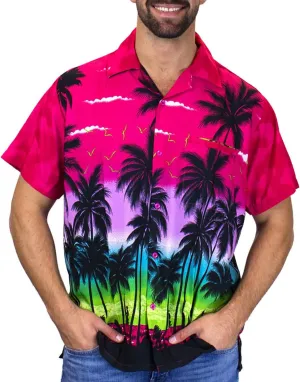 V.H.O. Funky Hawaiian Shirt Casual Men Front Pocket Button Down Very Loud Shortsleeve Unisex Beach Multi Colors