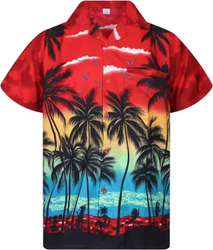 V.H.O. Funky Hawaiian Shirt Casual Men Front Pocket Button Down Very Loud Shortsleeve Unisex Beach Multi Colors