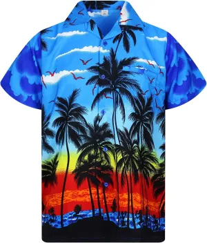 V.H.O. Funky Hawaiian Shirt Casual Men Front Pocket Button Down Very Loud Shortsleeve Unisex Beach Multi Colors