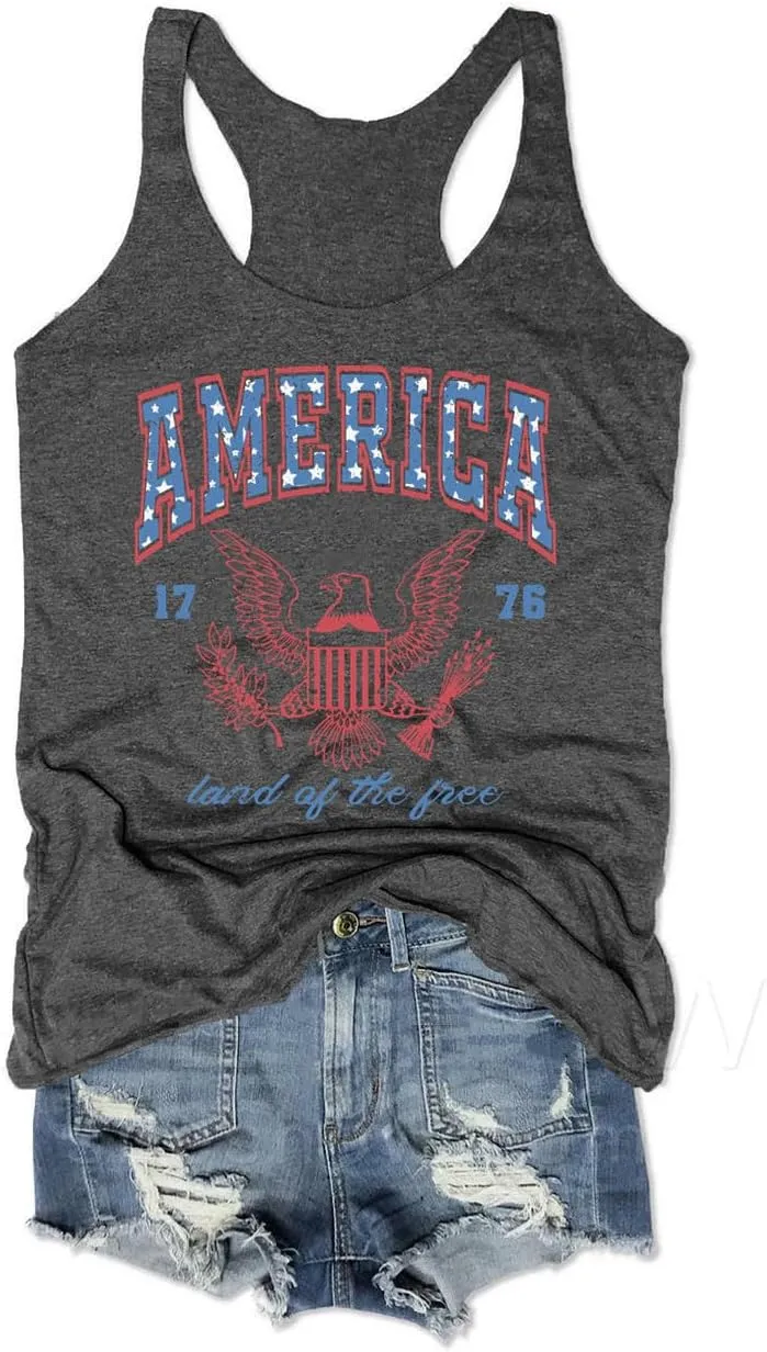 We The People American Flag Tank Tops Women 4th of July Shirts Sleeveless USA Graphic Patriotic Tees