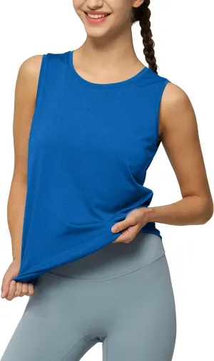 Willitsports Women's Workout Tank Tops Sleeveless Running Yoga Tops Quick Dry Active Shirts Gym Exercise Loose Fit