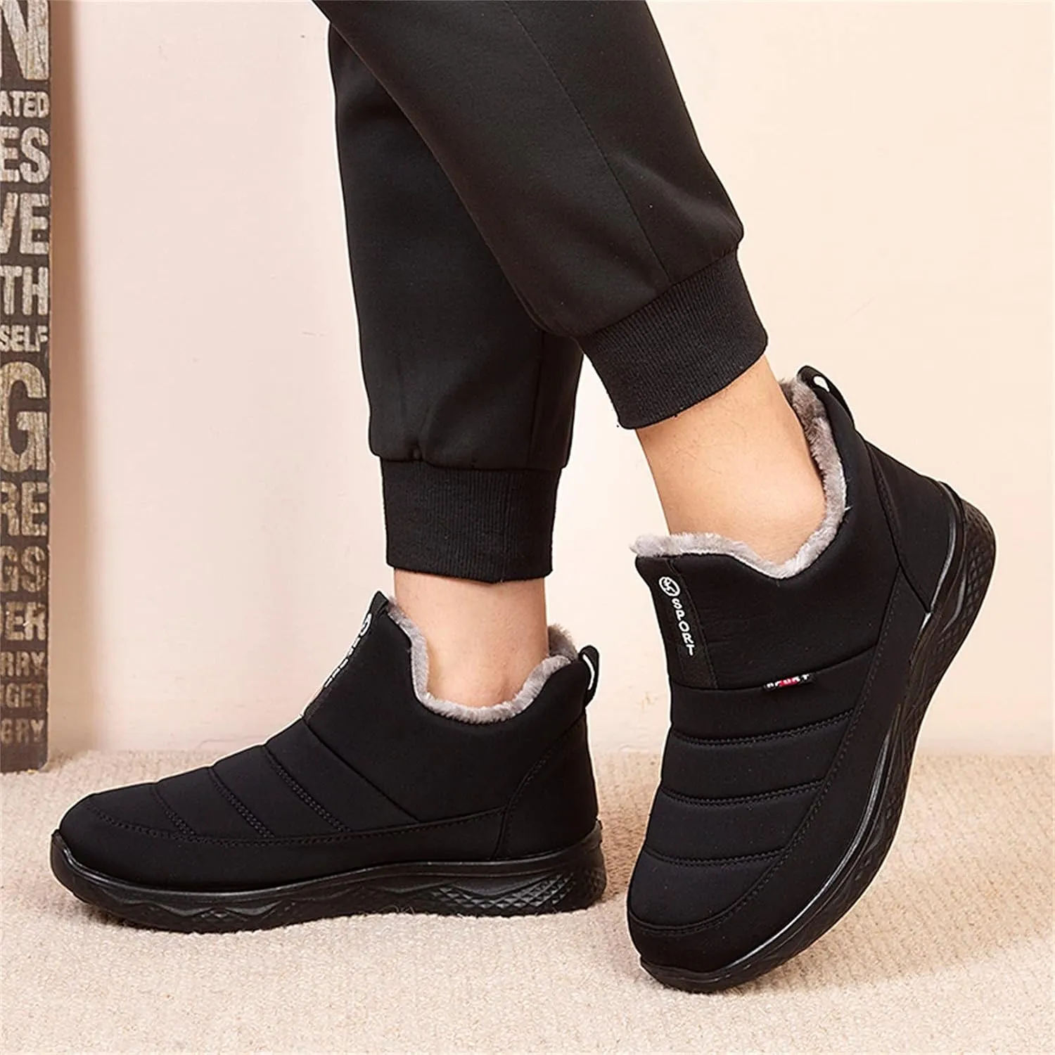Winter Boots High top Flat bottomed Shoes Velvet Men's And Snow Water Warm Men's boots Hiking Boots Men Size 12, 8.5
