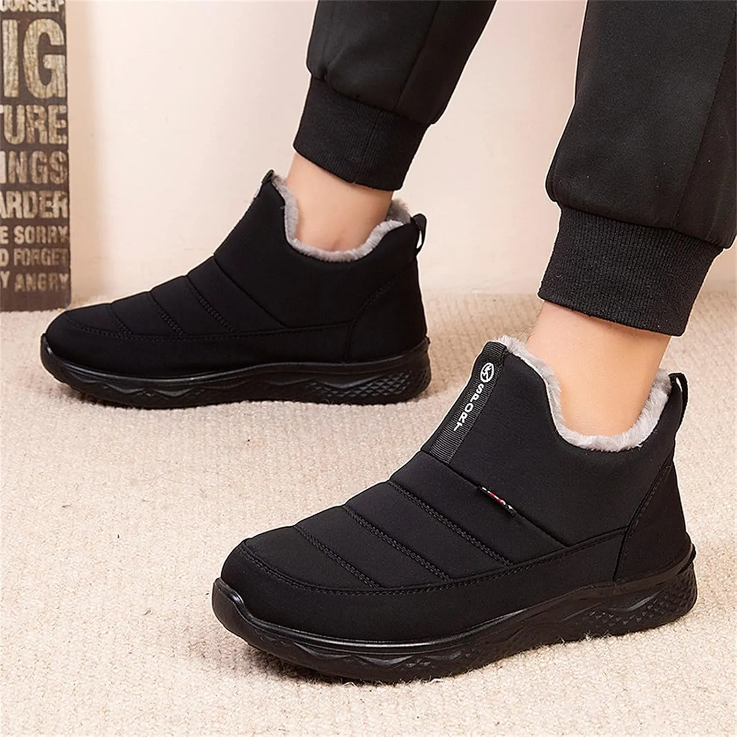 Winter Boots High top Flat bottomed Shoes Velvet Men's And Snow Water Warm Men's boots Hiking Boots Men Size 12, 8.5