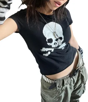 Women E-Girls Y2K Baby Tees Shirts Short Sleeve Fairy Grunge Crop Tops Cute Graphic Printing Aesthetic Vintage Top