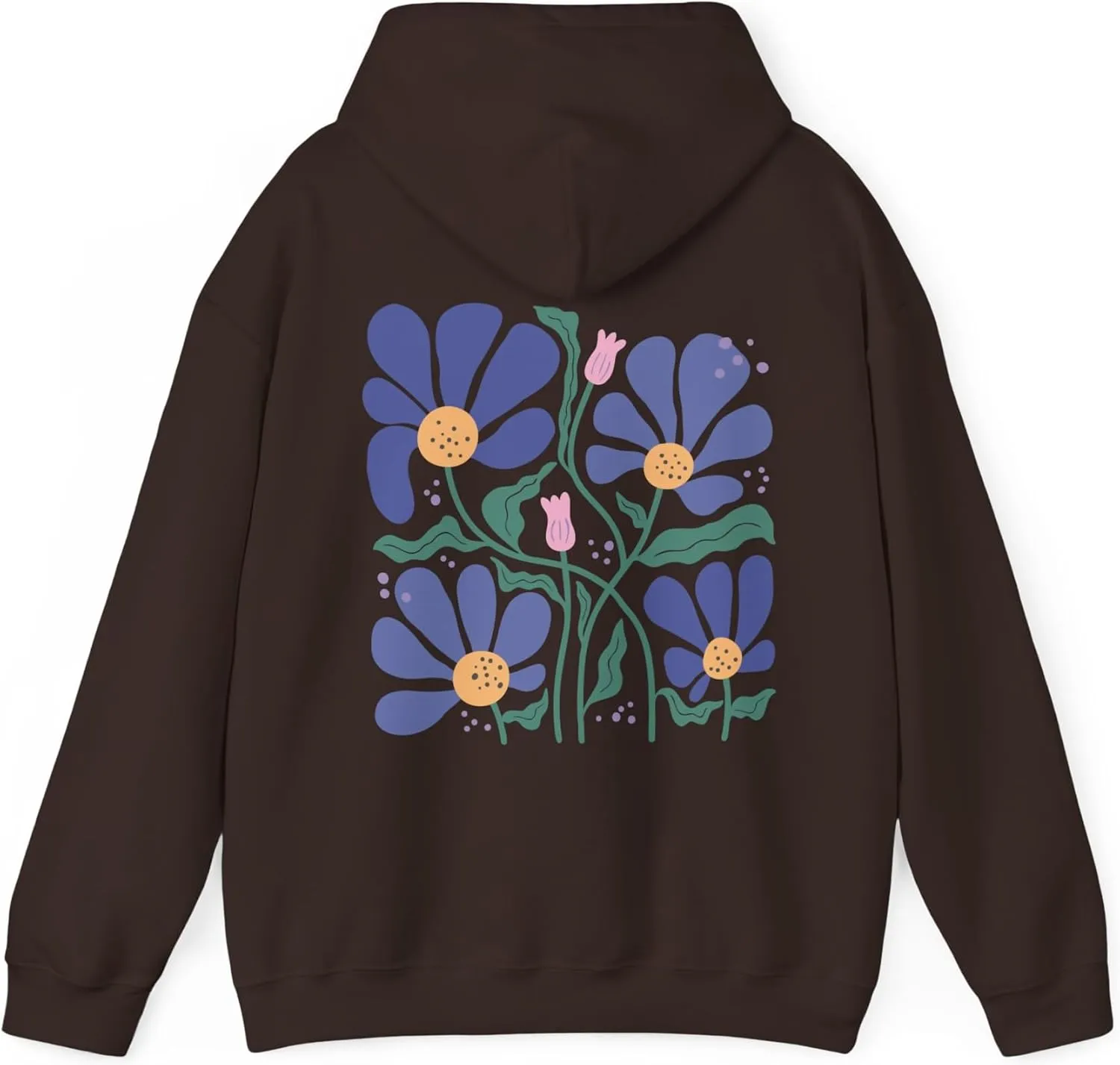 Women Floral Print Preppy Hoodies Y2k Long Sleeve Oversized Sweatshirt Aesthetic Flower Graphic Hooded Pullover Top