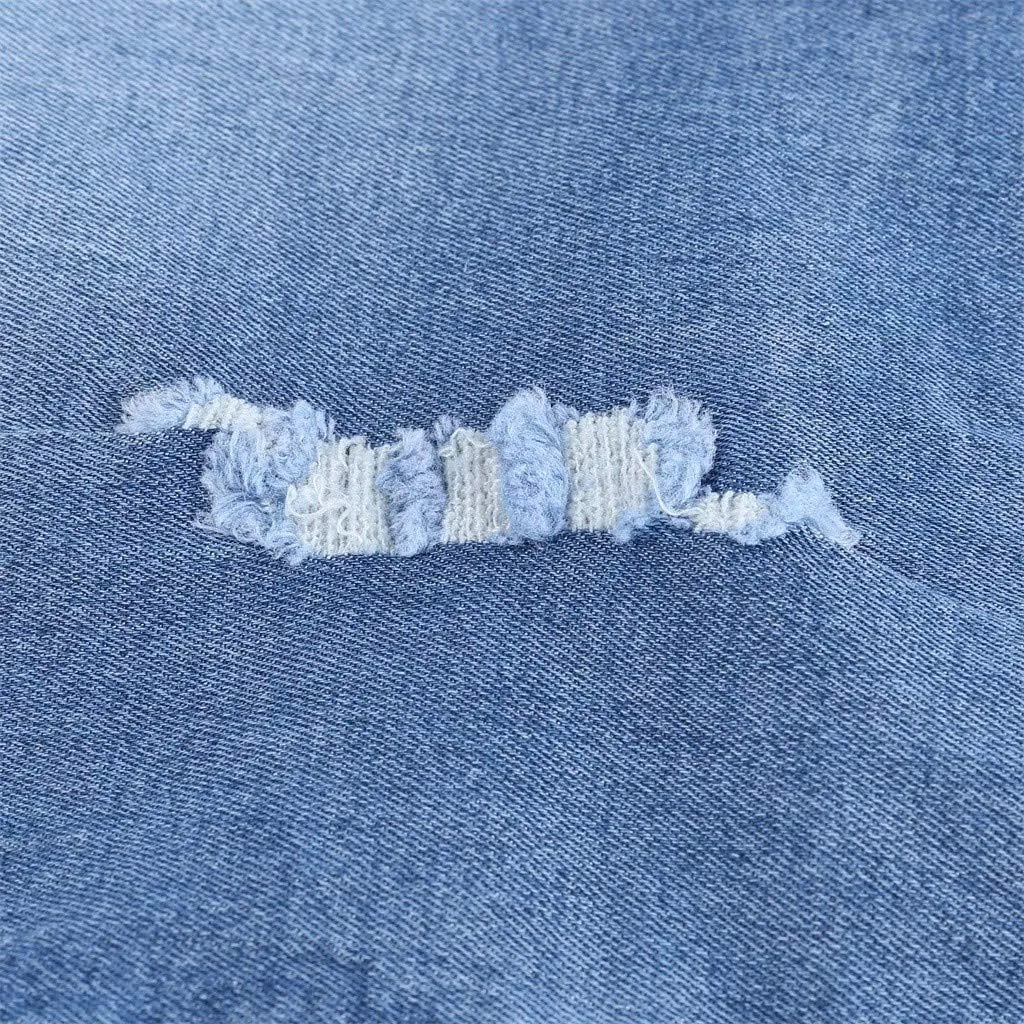 Women High Waisted Jean Shorts Sexy Butt-Lifting Skinny Stretchy Denim Shorts Raw Hem Distressed Ripped Short Jeans