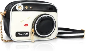 Women Novelty Lady Camera Shoulder Bags Funky PU Leather Top Zipper Satchel Handbags Clutch Purse for Women
