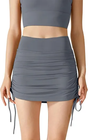 Women Tennis Skirts with Built-in Shorts High Waisted Ruched Bodycon Golf Skort Side Drawstring Athletic Skorts 2025